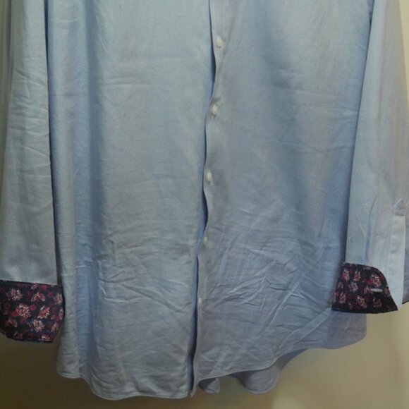 Charles Tyrwhitt Custom Light Blue Dress Shirt with Floral Trim Details - Picture 8 of 14